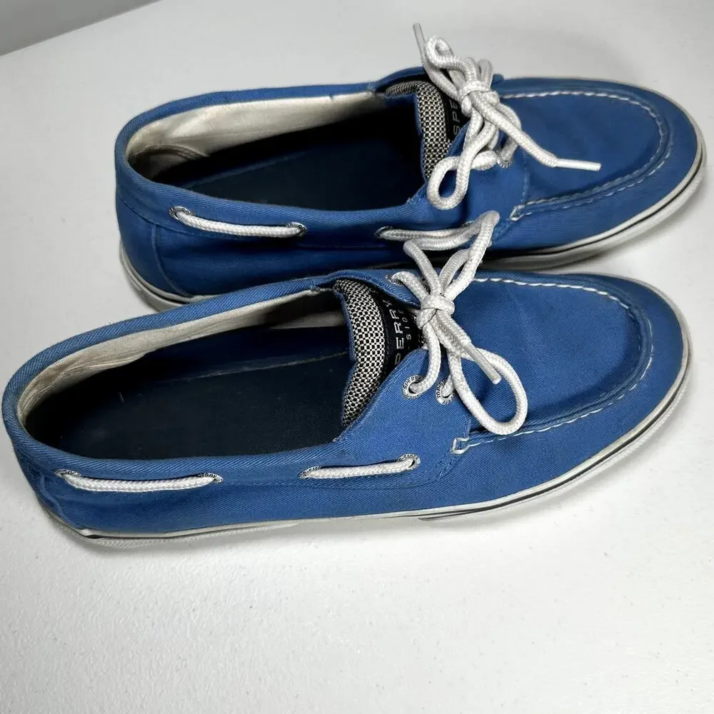 Sperry Top-Sider Men’s 10M Blue Canvas Boat Shoes Lace Up Casual Deck Shoes